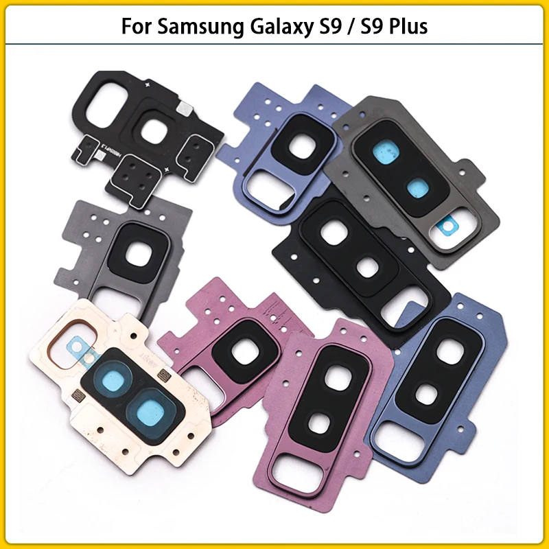 

New For Samsung Galaxy S9 G960 G960F S9 Plus G965F Rear Back Camera Glass Panel Lens+Back Frame Holder Bezel Bracket Replace