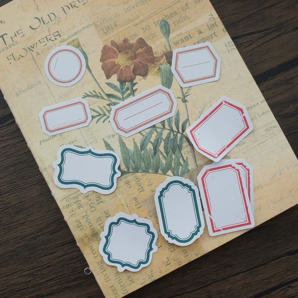 

50pcs Deep Color Simple Frame Style Paper Sticker Can Write Scrapbooking DIY Gift Packing Label Decoration Tag