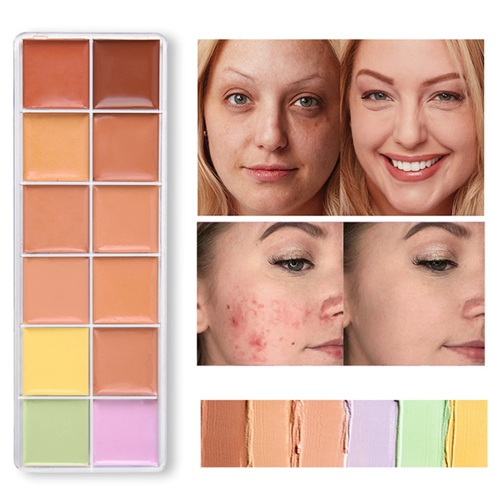 

Палетка консилеров 12 цветов, Палетка консилеров 3D для макияжа, Палетка консилеров для коррекции цвета, УВЛАЖНЯЮЩАЯ основа