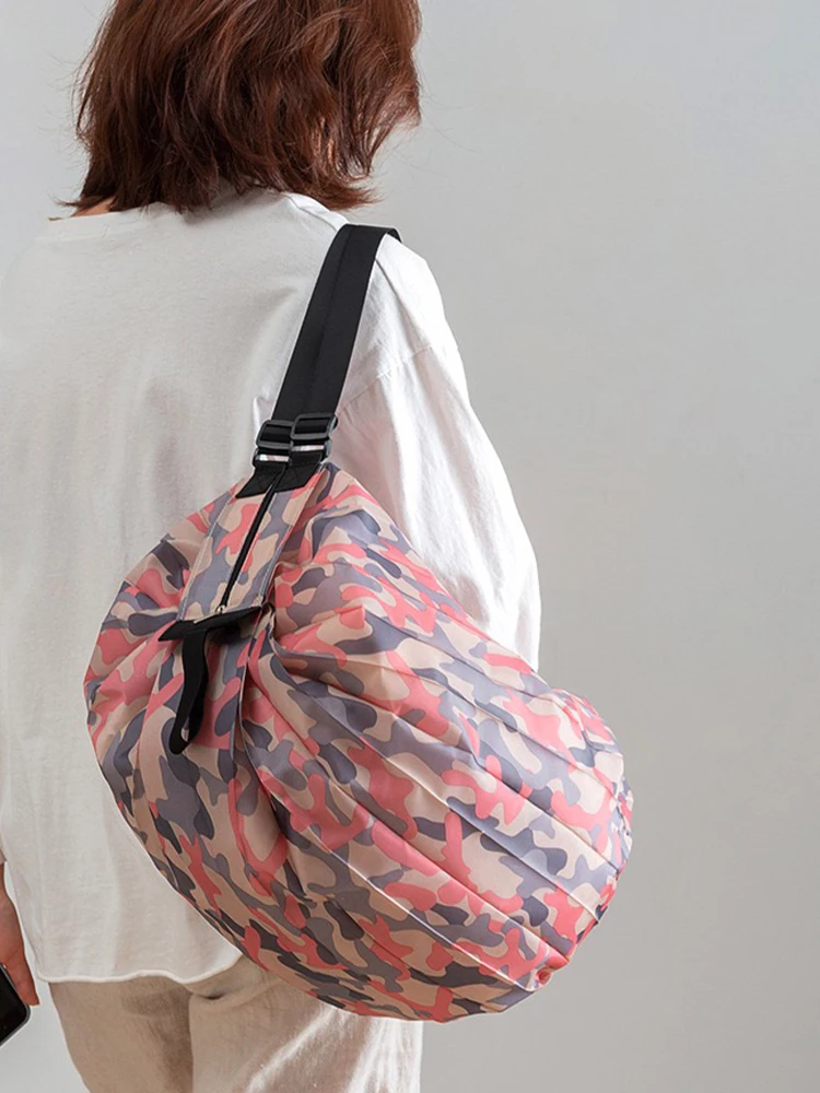 

Reusable Eco-Friendly Shopping Bags Cloth Bags Sundries Bags Foldable Women's Travel Shoulder Large-capacity Durable Nylon Bag