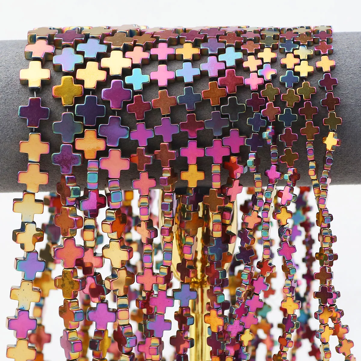 Натуральный розово-красный гематитовый камень в форме креста прокладки