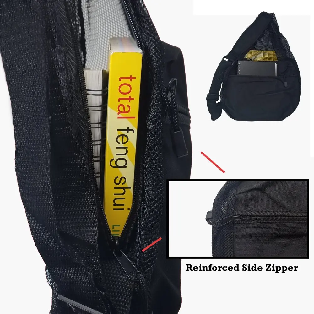 Polyester Small Lightweight Zippered Travel Portable Mesh Backpack (Red/Black - Pack of 1)