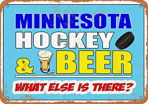 

Metal Sign - Minnesota Hockey and Beer - Vintage Look