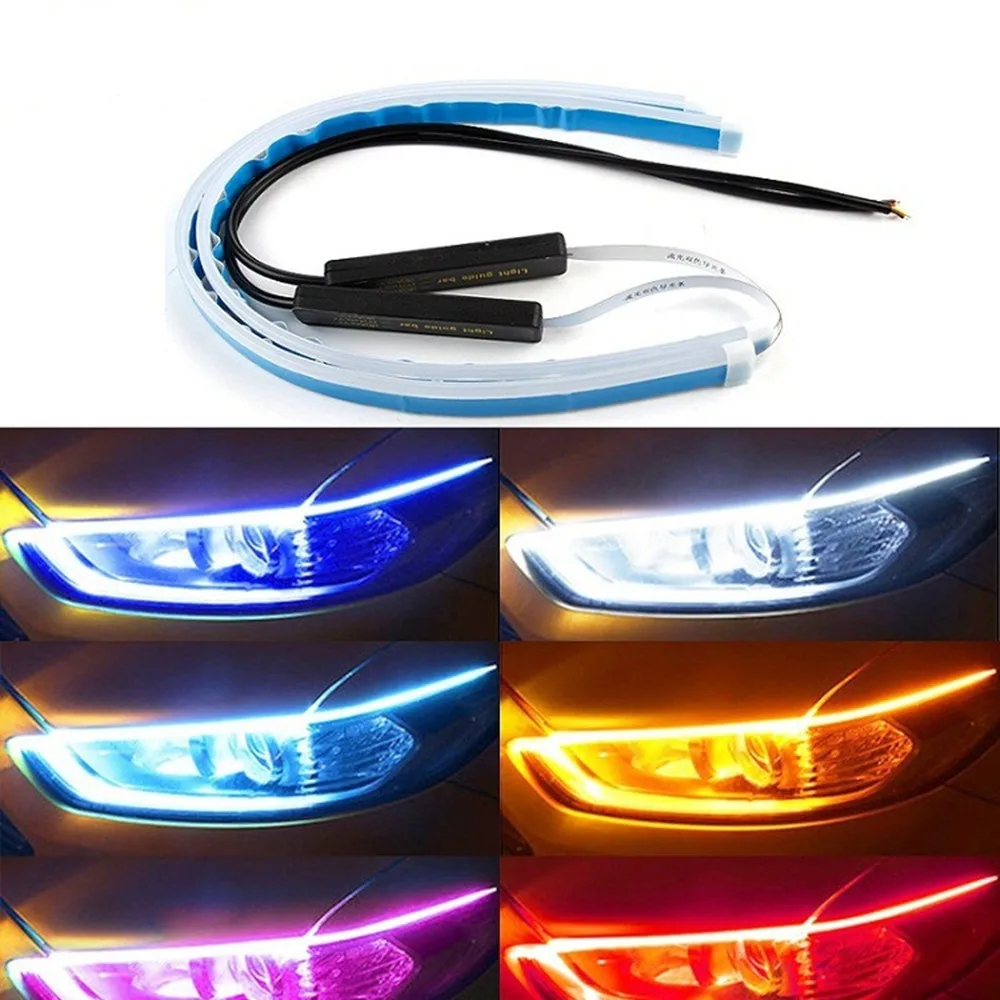 

1pcs Ultrafine DRL 30cm Daytime Running Lights Flexible Soft Tube Guide Car LED Strip White Red Turn Signal Lights Waterproof