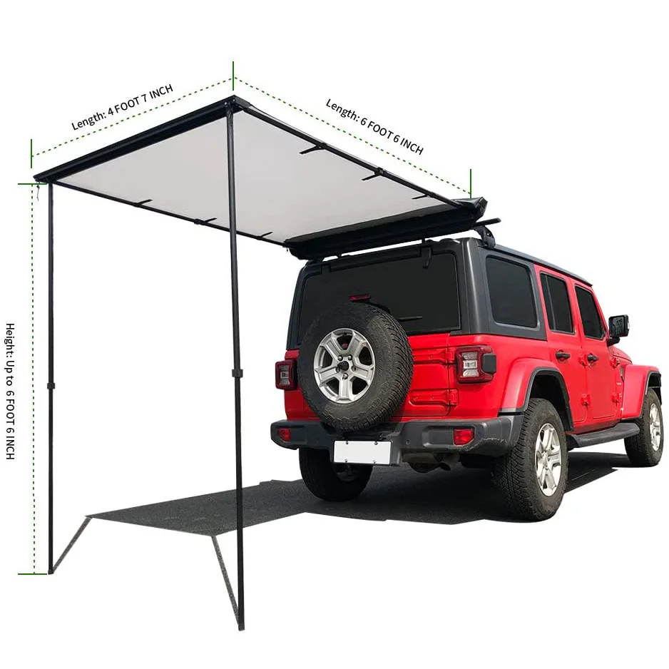 

3 - 4 Person Aluminum Pole Retractable Extension Rack Shades Car Side Awning Tent