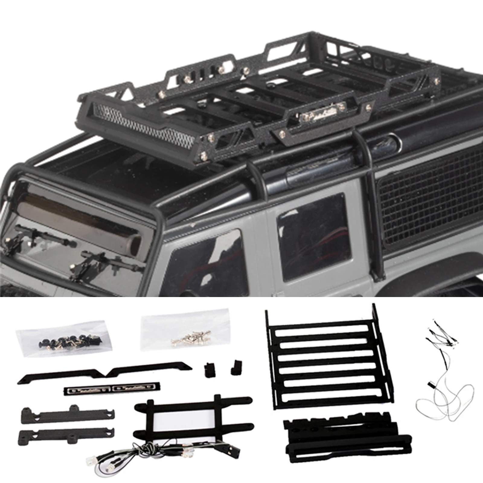 

Металлический багажник на крышу RC со светодиодом для 1/18 Rc Crawler Car Traxxas Trx4m Bronco Defender