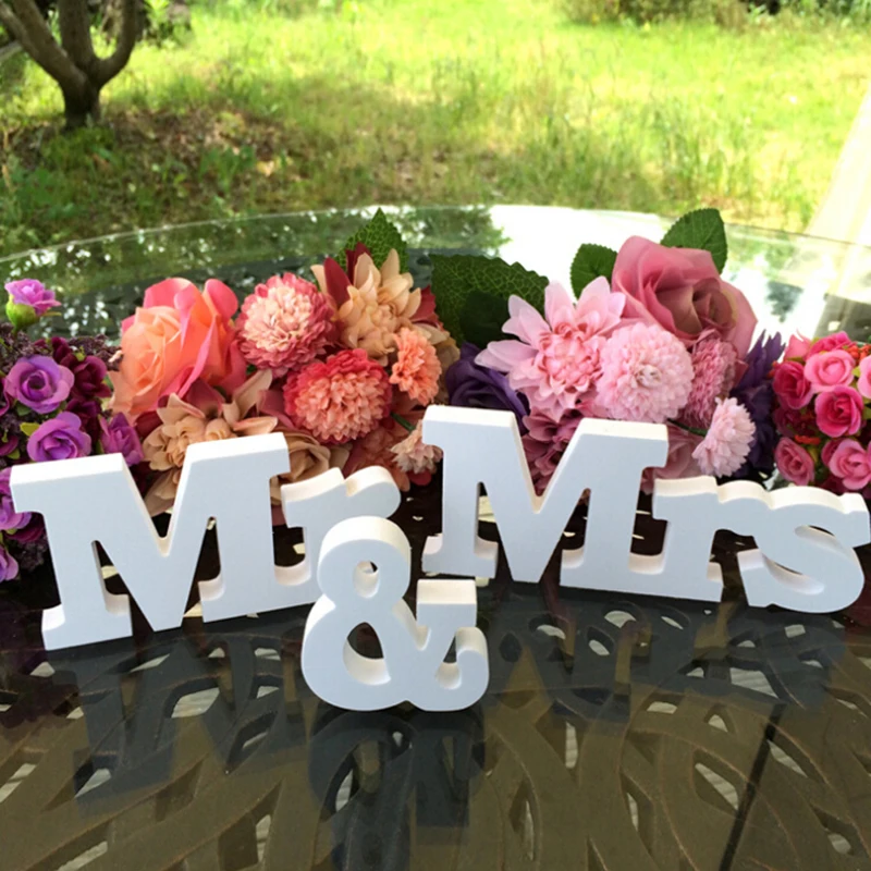 

Wedding Birthday Party Decoration White Letters Mr & Mrs Wedding Creative Sign