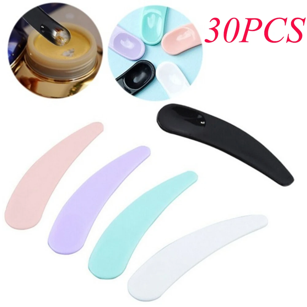

30Pcs Mini Cosmetic Spatula Disposable Curved Scoop Makeup Mask Cream Spoon Eye Cream Stick Make Up Face Beauty Tool Kits