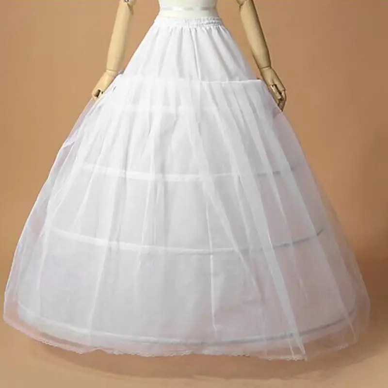 

Womens Bridal 3 Hoops Maxi-Length Petticoat Drawstring Waistband Multi-Layer Ball Gown Wedding Dress Bustle Crinoline Underskirt
