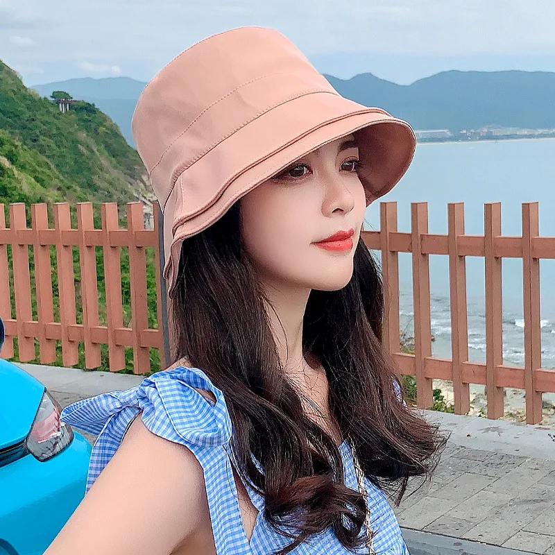 Simple Basin Cap Female Solid Color Sunscreen Sun Hat Tourism Travel Fashion With A Hundred Sun Hat Free Shipping Chapeau Femme