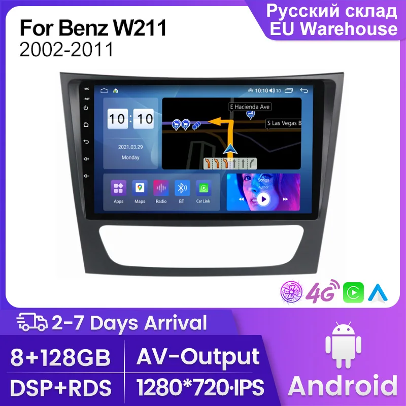 

Android 12 8+128G Car Radio Multimedia For Mercedes Benz E-Class W211 E200 E220 E300 E350 E240 E280 CLS W219 Carplay DSP WIFI