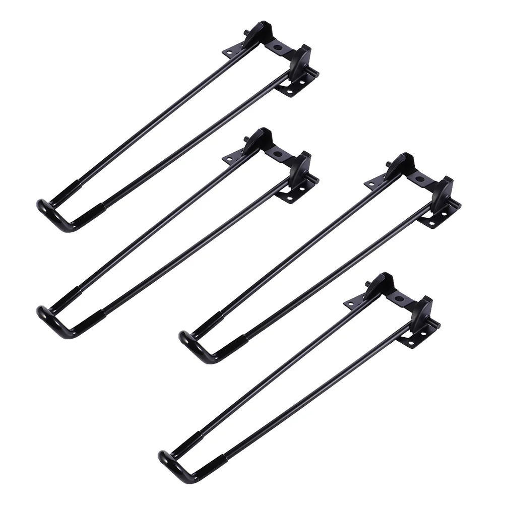 

4Pcs Iron Folding Table Legs Sturdy Bed Computer Desk Legs Table Stands (Black)