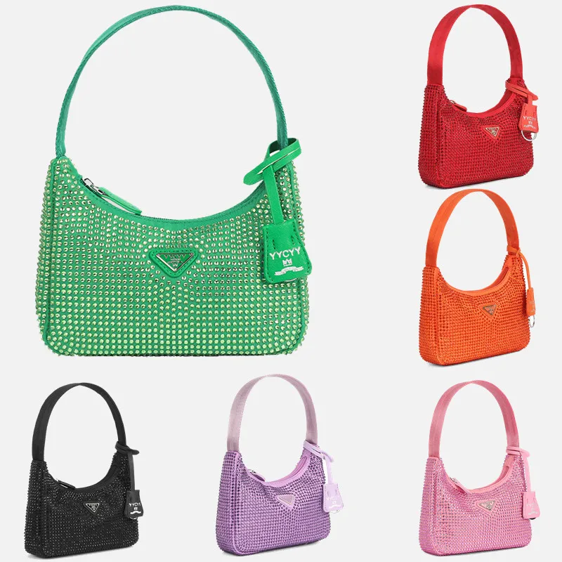 

YYCYY Own Brand Women Underarm Bag All Match High End Commuting Diamond Rhinestone Crescent Bag Mini Nightclub Flash Diamond Bag