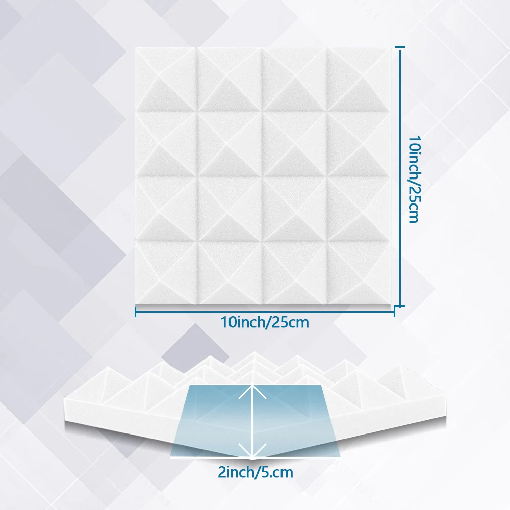 Acoustic Treatment Material 6/12/24Pcs Studio Home Door Wall Soundproof Sponge Panel For Music Room Echo Canceling Padding