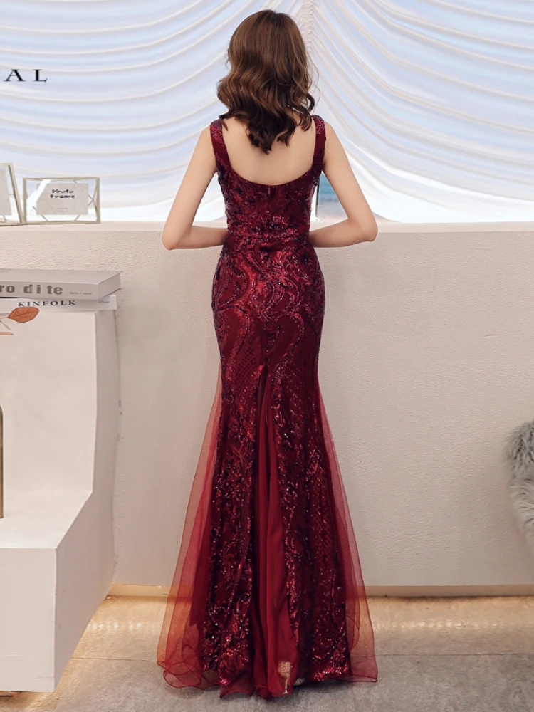 Luxury Party Elegant Dresses for Women 2022 Evening Prom Formal Long Clothes Sexy Sequin Cocktail Ceremony Birthday Maxi Outfits