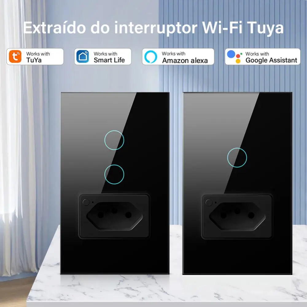 

Brazil Gauge WiFi Wall Timing Touch Light Switch Socket Graffiti APP Voice Control Smart Switch 20A Smart Home Tools