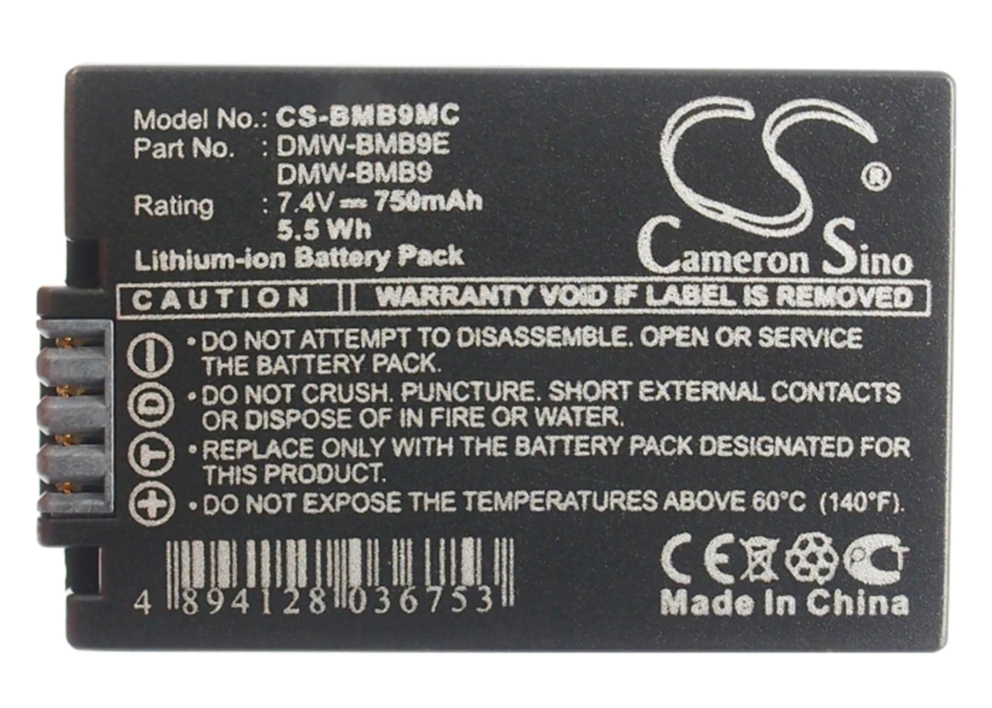 

Cameron Sino 750mA Battery for Panasonic Lumix DMC-FZ62,Lumix DMC-FZ70,Lumix DMC-FZ70K,Lumix DMC-FZ72 DMW-BMB9,DMW-BMB9E