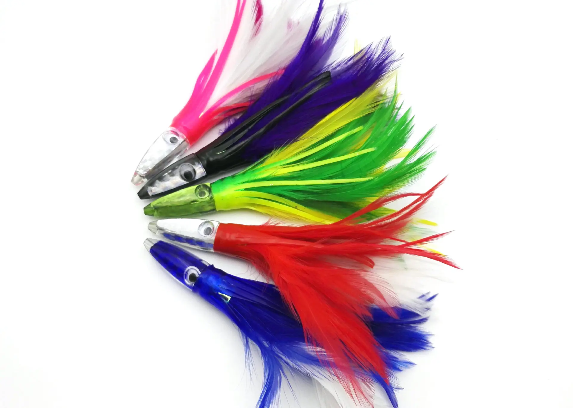 

5 Color Optional 14cm/32g Towing Bait Acrylic Sea Fishing Octopus With Feather Skirt Beard Luya