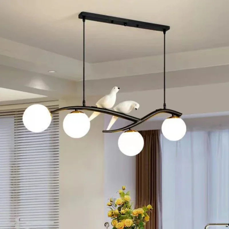 

Nordic Living Room Dining Room Chandelier Bedroom Adjustable Shape Chandelier Lamp Postmodern Glass Magic Bean Molecular Lamp