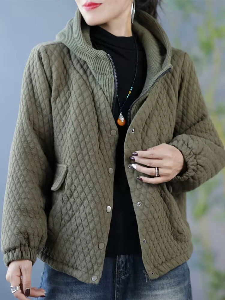 Женская зимняя стеганая парка Max LuLu с капюшоном