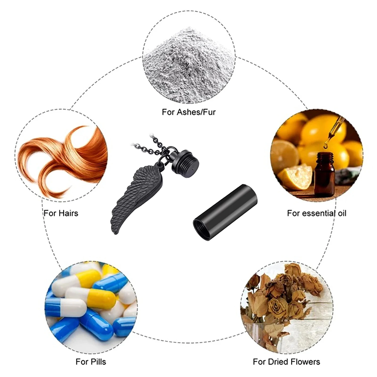 Ожерелье из нержавеющей стали высокого качества с урной для кремации крыльями