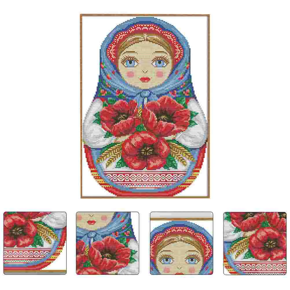 

Embroidery Diy Wall Cross Kit Needlepoint Crafts Set Kits Printed Pre Matrioskas Babushka Decor Stitching Embroider Decoration