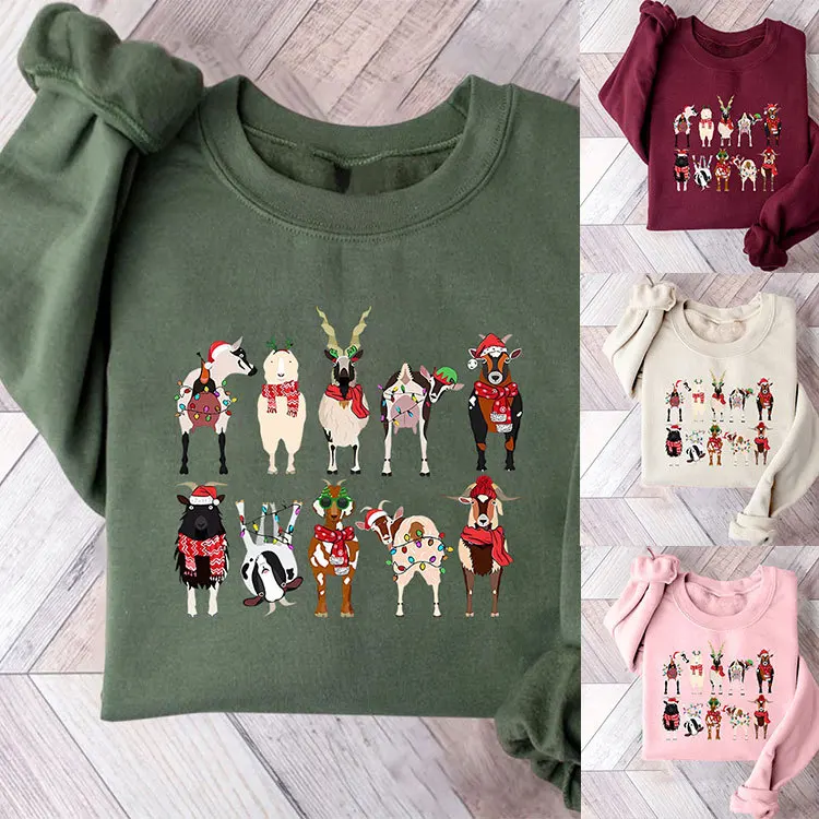 Женская Толстовка С Капюшоном Повседневная Свободная Посадка Рождественским