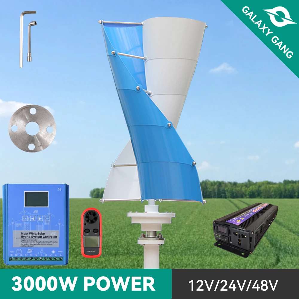 

Вертикальный портативный генератор ветровой воды, гидравлическая турбина 24 В, ветряная мельница альтернативной бесплатной энергии с гибридным контроллером, 2000 Вт, 3000 Вт