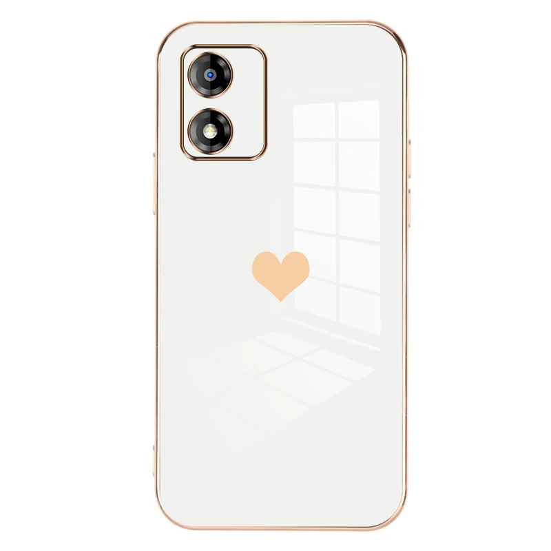 

Heart Pattern Plating Phone Cases For Motorola Moto E13 Soft Coverr