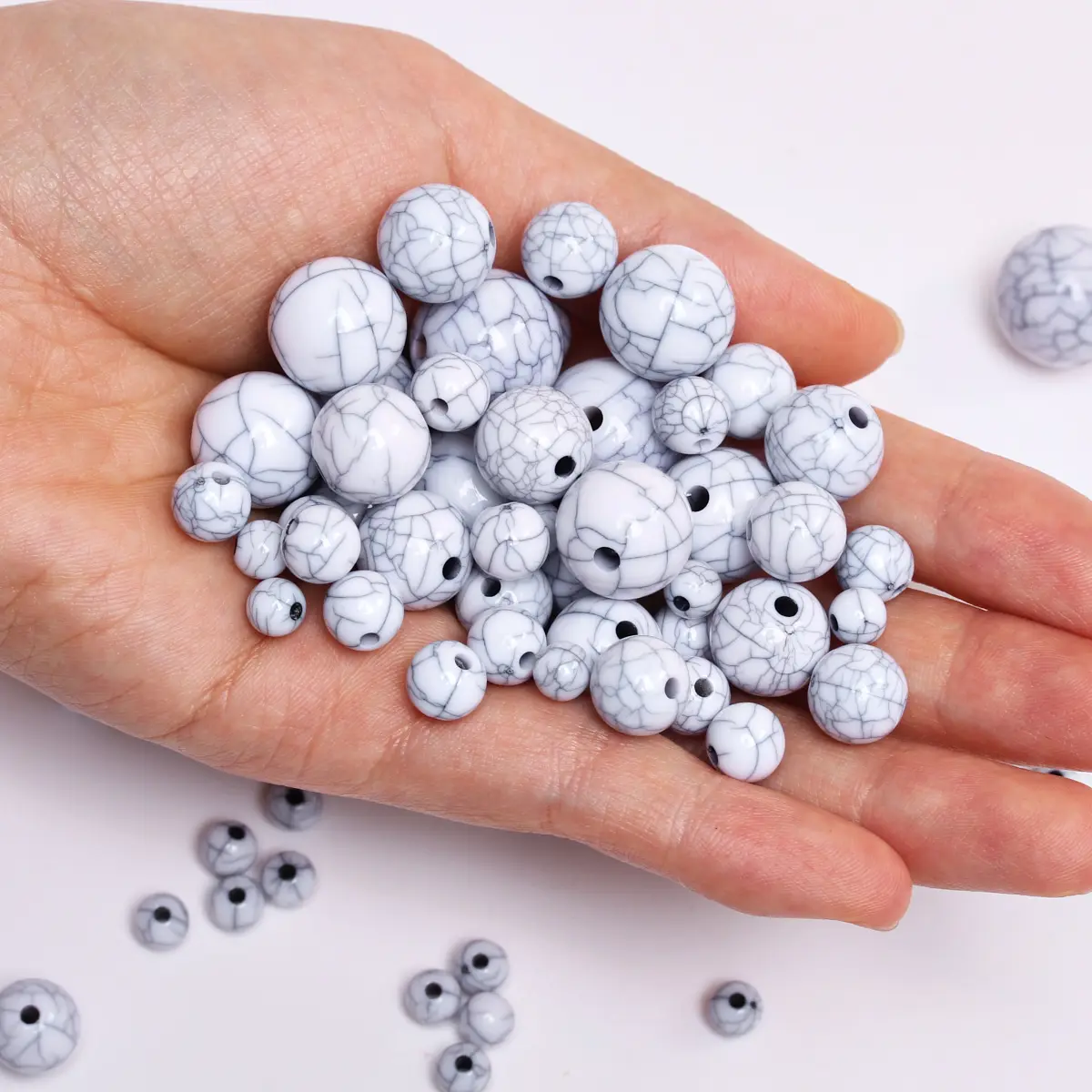 6-16 мм 50-5 шт. белые синие имитированные бирюзовые круглые бусины из смолы для DIY