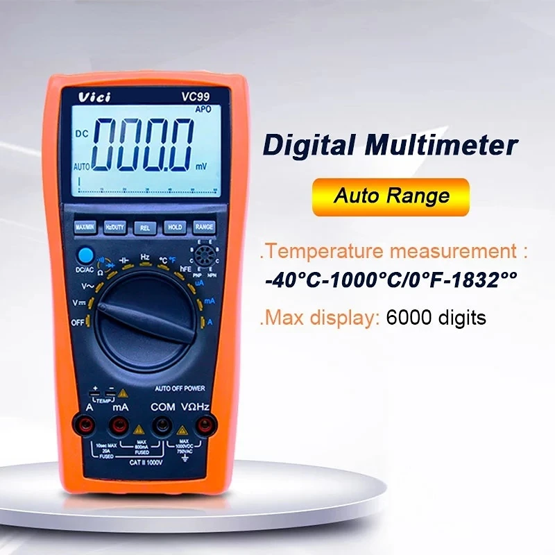 

Цифровой мультиметр VC99 3 6/7 Автоматический диапазон Измеритель постоянного/переменного тока напряжения сопротивления емкости тестер Ампер...