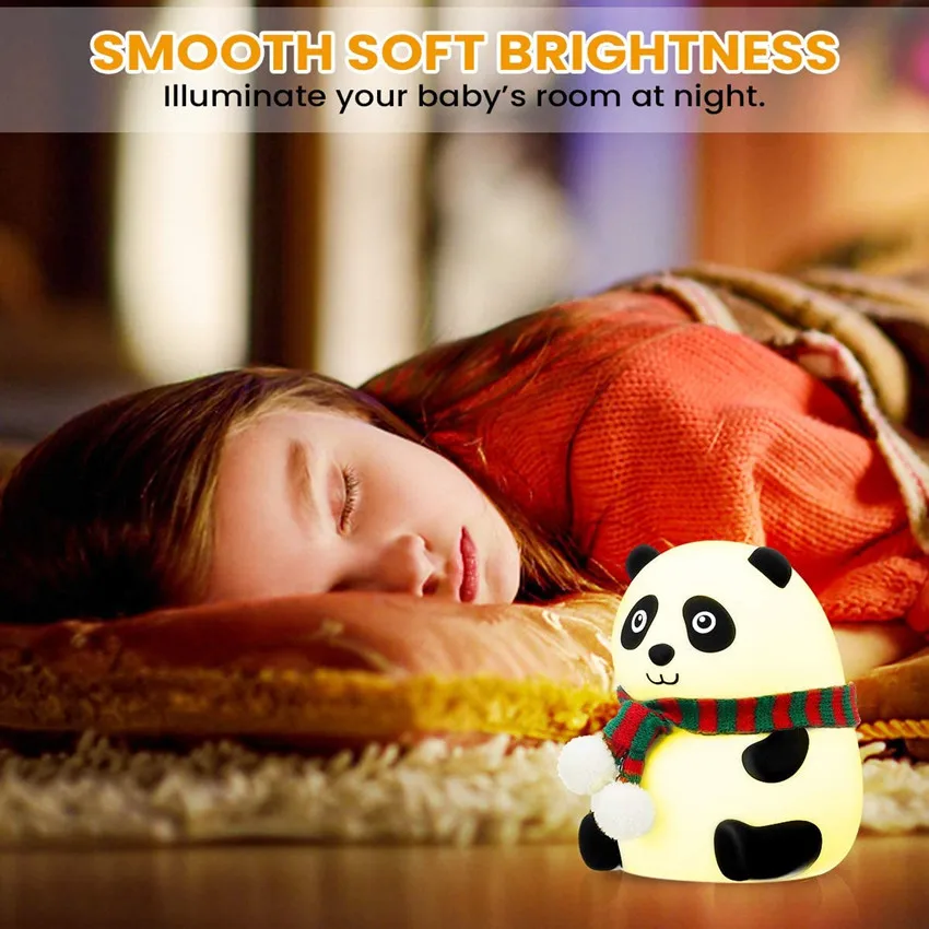 

Soft Night Light LED Touch Sensor Panda Lamp For Baby Kids Room Children Nursery 7 Colors USB Rechargeable Beside Bedroom Decor