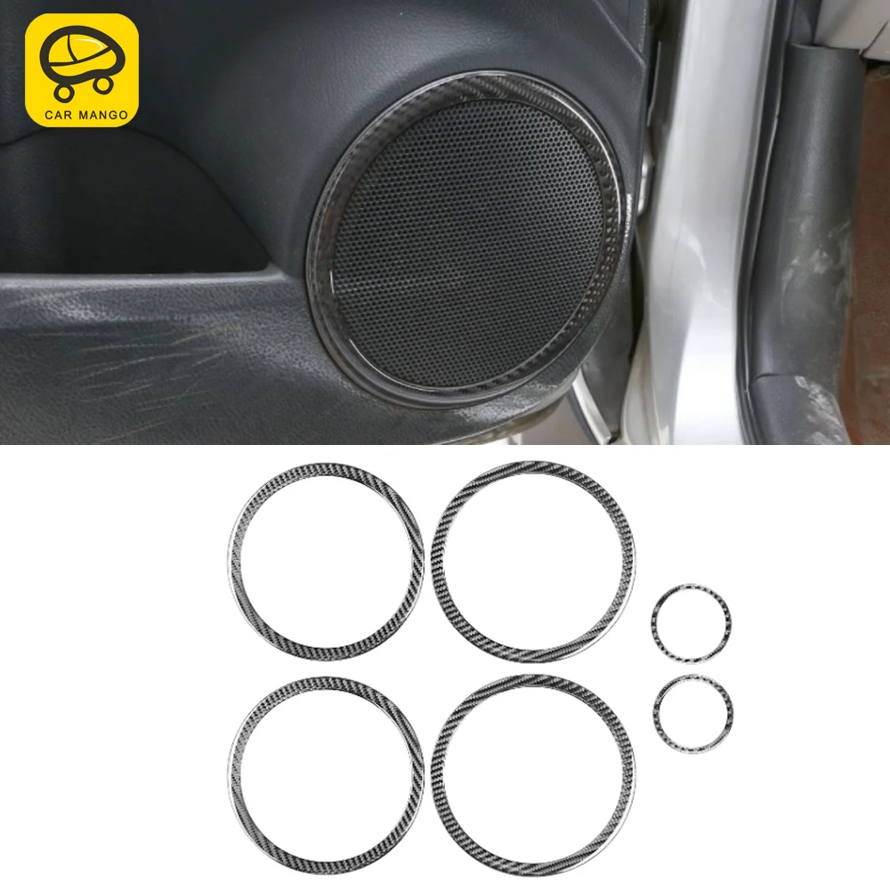 

Автомобильные аксессуары из углеродного волокна для Toyota RAV4 2006-2013, крышка рамы дверного динамика, круглая кольцевая наклейка, отделка, украш...