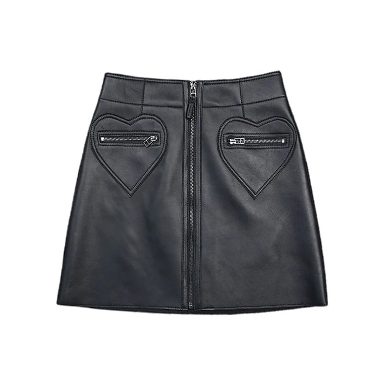 Leather Skirt Genuine Leather Ladies High Waist Autumn Sheepskin Short Skirt Women Spring TF8518
