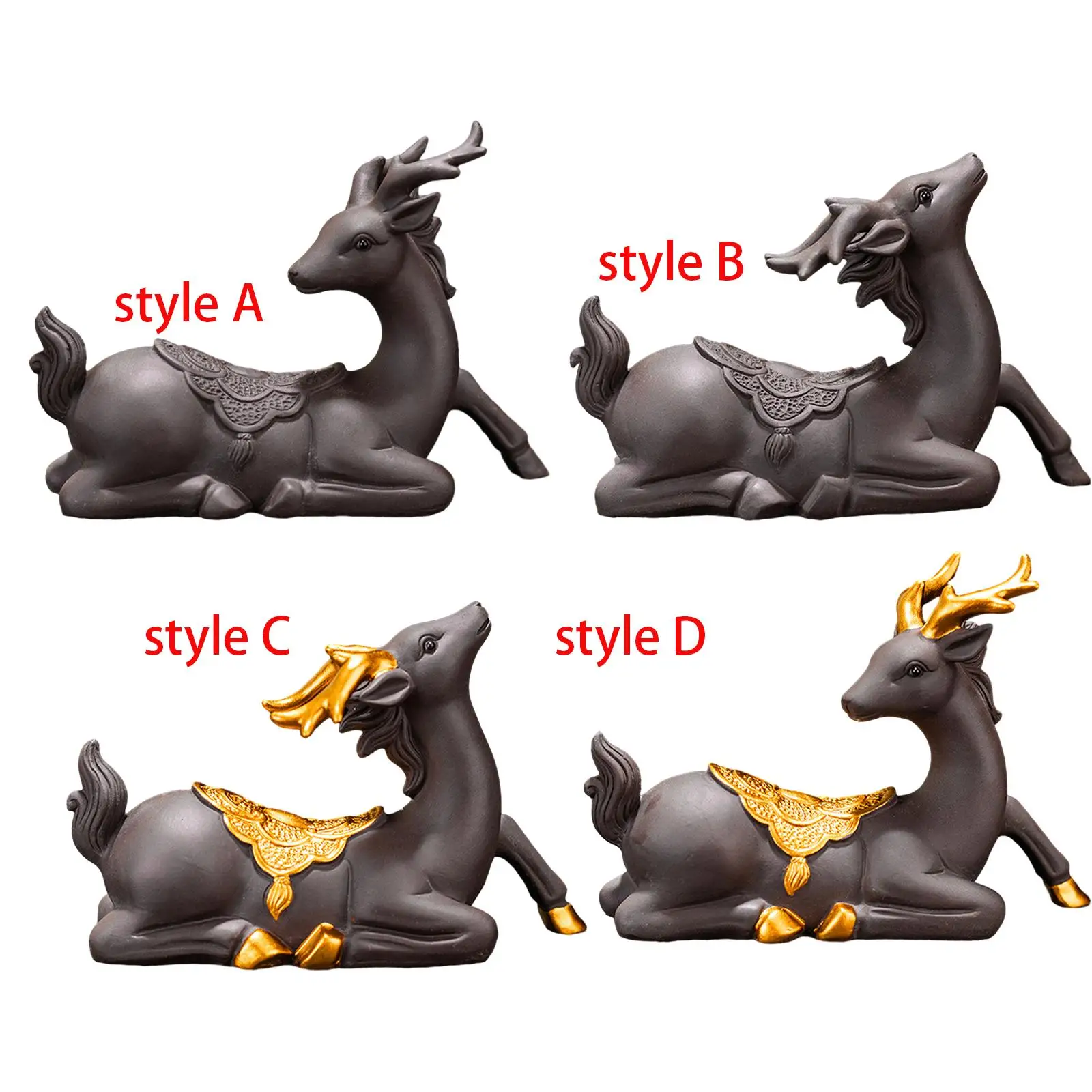 

Deer Tea Pet Sculpture Micro Landscape Chinese Style Deer Figurine Deer Statue for Bedroom Tearoom Table Centerpiece Decoration