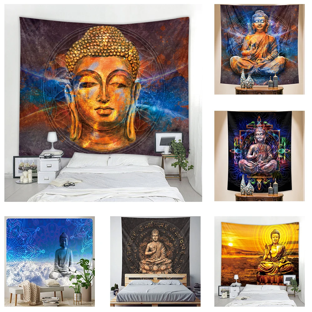 

Buddha's Indian Meditation Scene Psychedelic Home Art Decorative Tapestry Hippie Bohemian Decorative Mandala Sheet Sofa Blanket