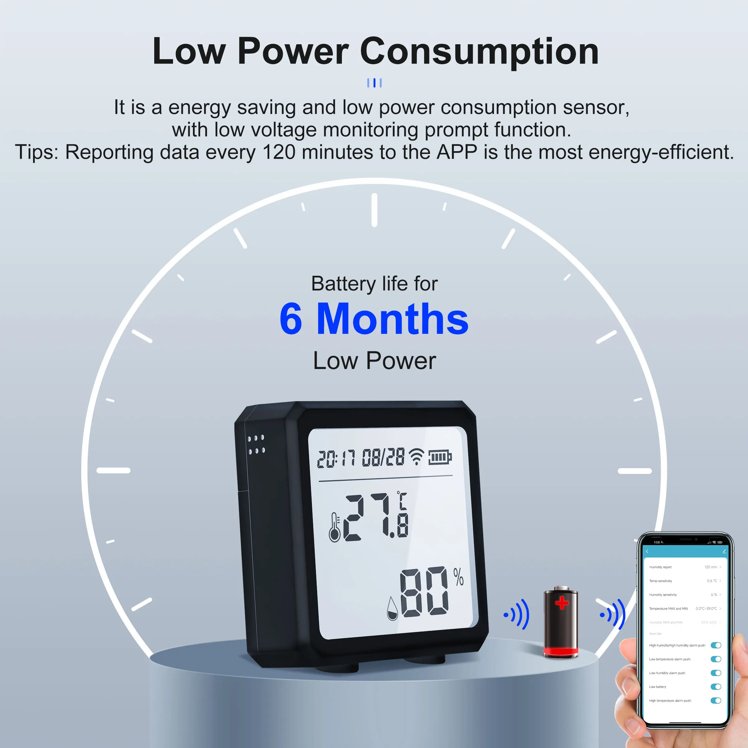 Датчик температуры и влажности GIRIER Tuya ZigBee умный термометр гигрометр с ЖК-экраном