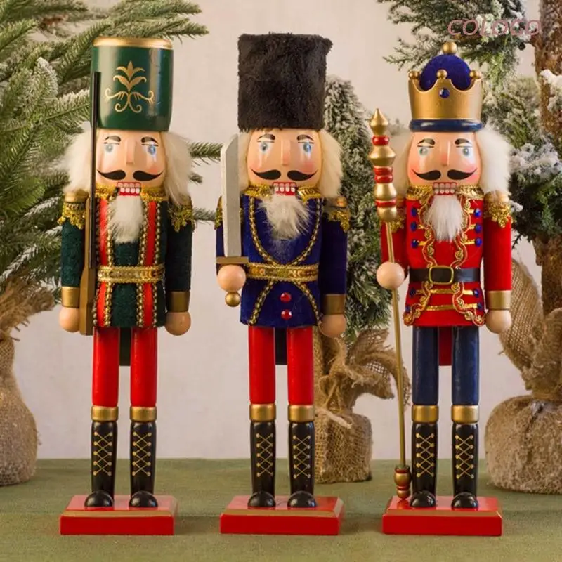 

Christmas Nutcracker Ornaments Wooden Nutcrackers Decorations for Christmas Desktop Stand Decor Figures Puppet Toy Gifts