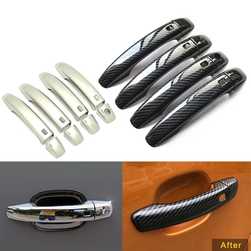 

Upgrade For Audi A4 B8 A5 8T 8F Q3 8U Q5 8R carbon fiber Car Exterior Door Handle Trim Frame Sticker Cover Frame Decoration