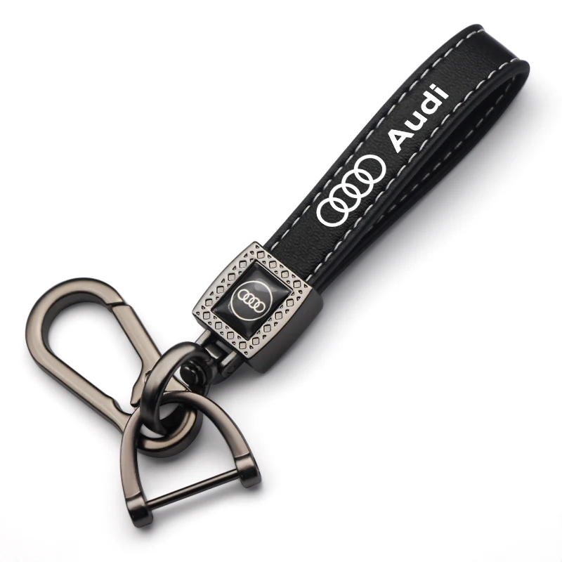

Car Metal Keychain Leather Key Ring 3D Logo Case Styling For Audi 1.8T 2.0T 2.4 3.0T 3.2 3.6 4.2 A1 A3 A4 A5 A6L A7 A8L Q2L Q3 Q