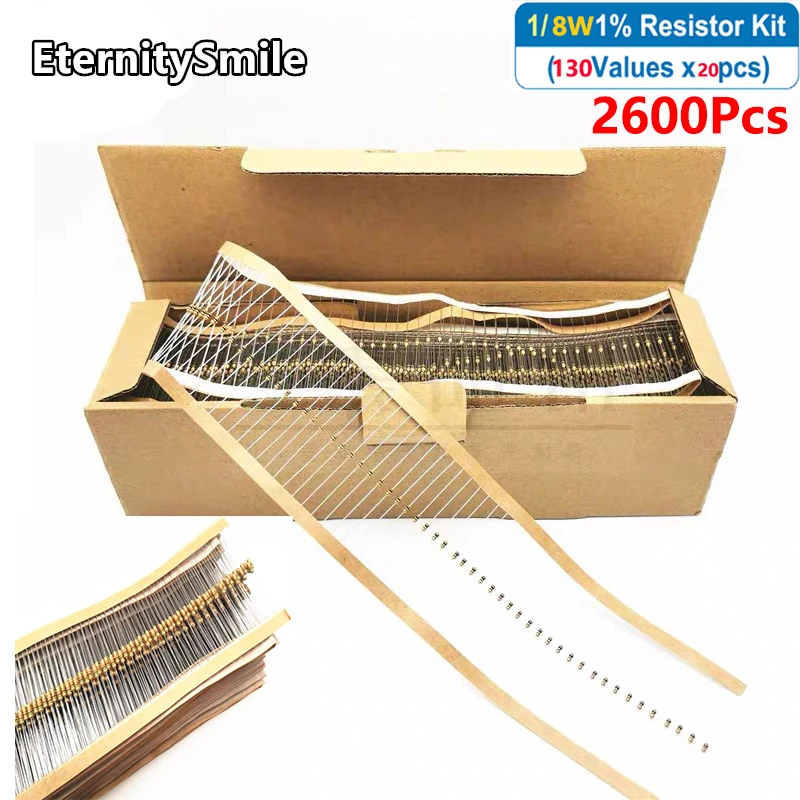 

2600 шт./упаковка, набор металлопленочных резисторов 130 значений 1/8 Вт 5%