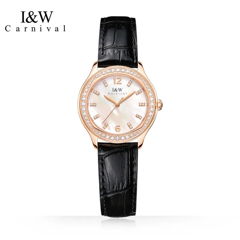 Reloj Mujer I&W CARNIVAL Brand Ladies Fashion Watches Women Luxury Quartz Wrist Watches Waterproof Sapphire Clock Rose Gold 2022 enlarge