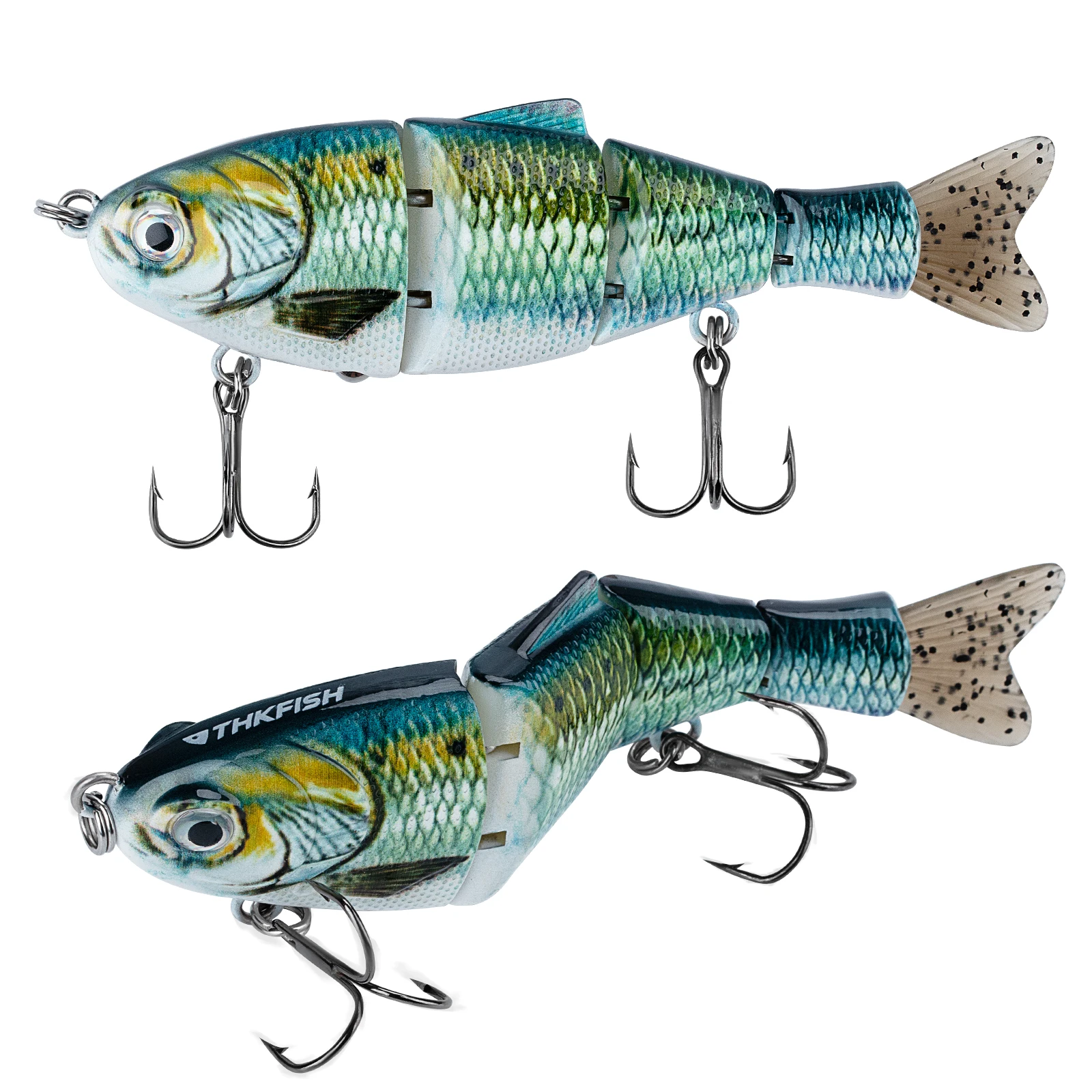 

THKFISH 1pcs Jointed Swimbait 13.5cm Simulation Reflective Fish Eye 3D Realistic Fish Scales 4-sements Four Jointed Lure