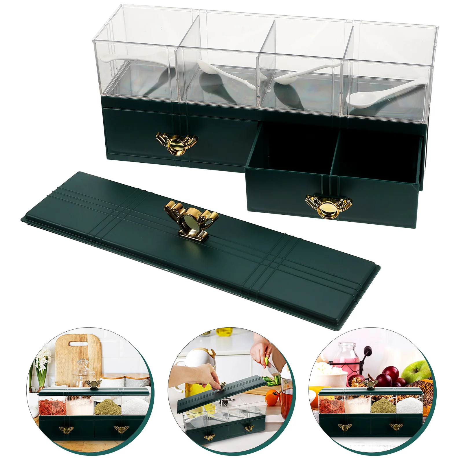 

Condiment Containers Kitchen Supplies Multifunctional Storage Box Holder Household Seasoning Separated