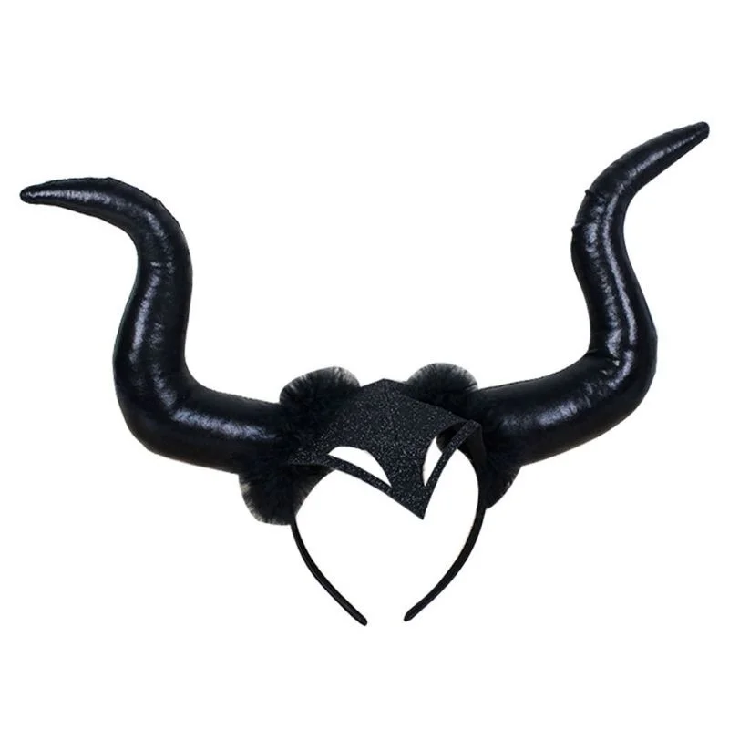 

Halloween Demon Oversized Horn Headband Black Long Ox Horn Hair Hoop Gothic Cosplay Costume Makeup Party Headpiece New Headwear