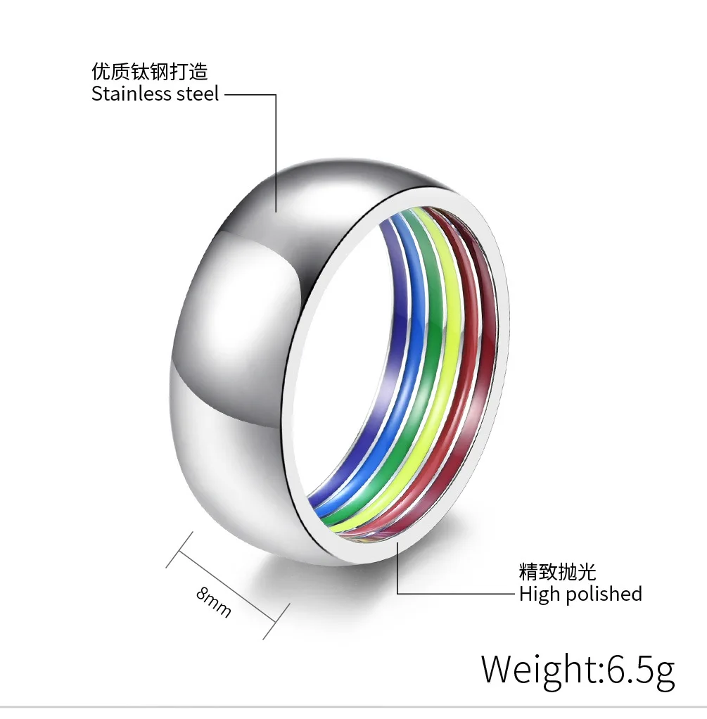 Новые модные радужные кольца для женщин и мужчин черные/золотые из нержавеющей