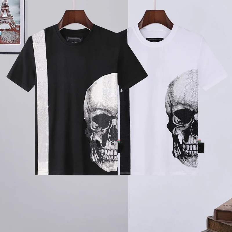 

2022SS short-sleeved T-shirt men's pp creative half skull hot drilling trend plein Italian fashion top spring and summer