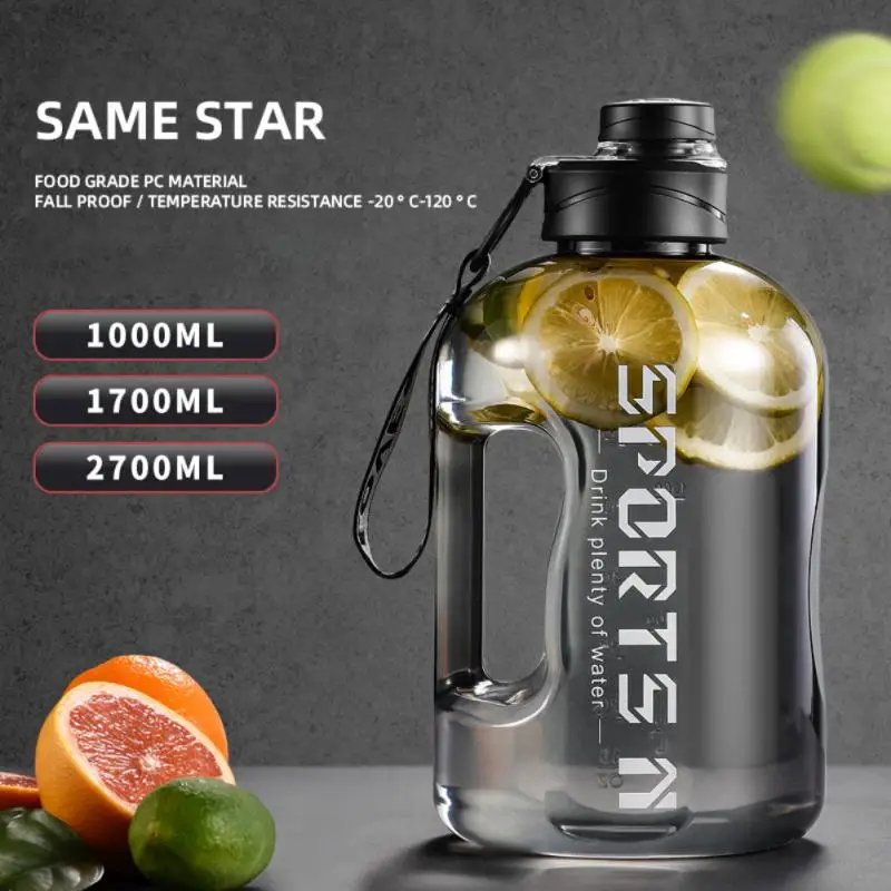 

1700ml Large-capacity Water Bottle Ton Barrel Sports Fitness Male Female Students Portable Cup Plastic Space Pot Belly Kettle