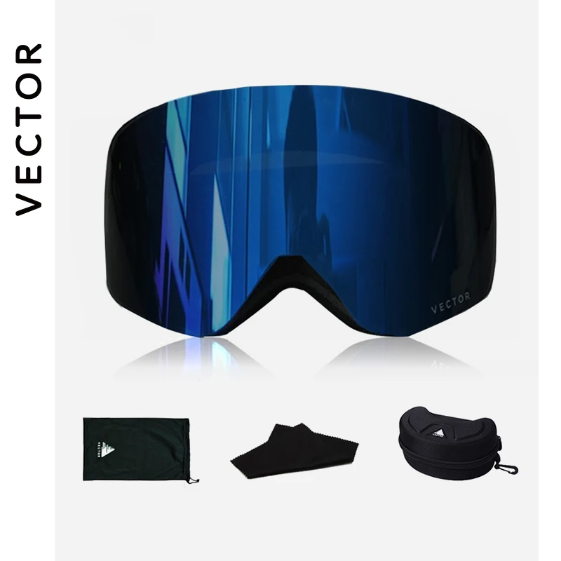 OTG Ski Goggles Snowboard Mask For Men Women Skiing Eyewear UV400 Snow Protection Over Glasses  Double Anti-Fog Cylindrical