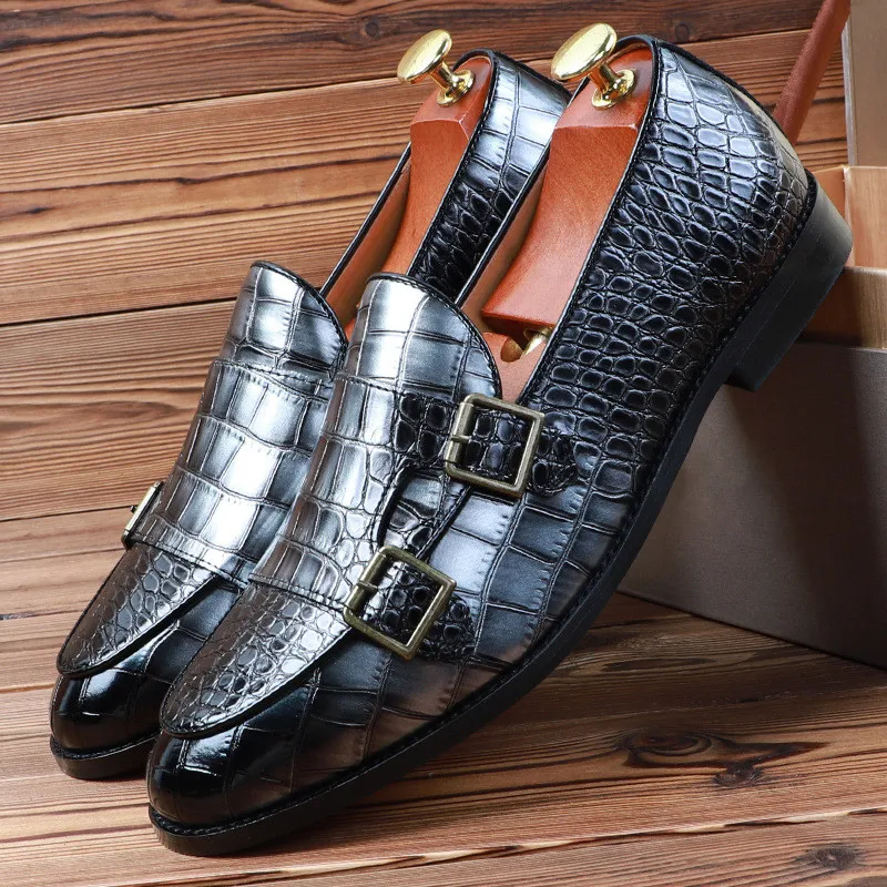 

Double Monk Strap Shoes Italian Brand Men Formal Shoes Leather Coiffeur Dress Shoes Men Elegant Sepatu Slip On Pria Buty Meskie